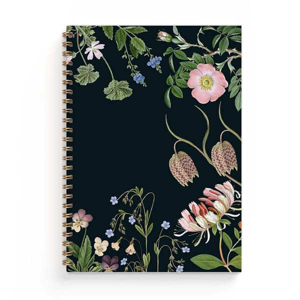 Anteckningsbok A5 Wildflower Svart