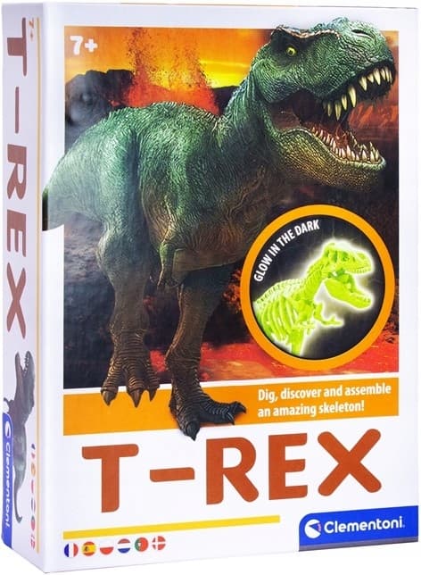 Clementoni Fossils Glödande T-Rex DINOSAURIE-skelett att gräva upp