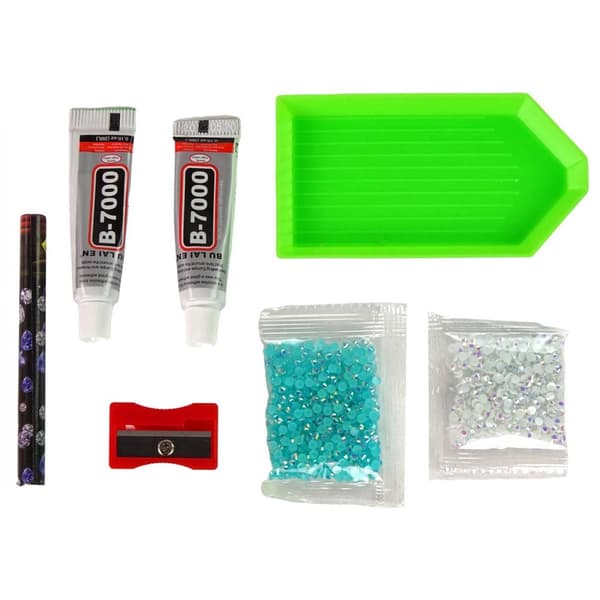 DIY 3D diamantmaleri nøglering med diamanter håndværkssæt blå