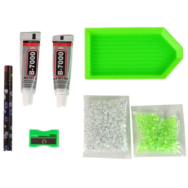 DIY 3D diamantmaleri nøglering med diamanter håndværkssæt hvid