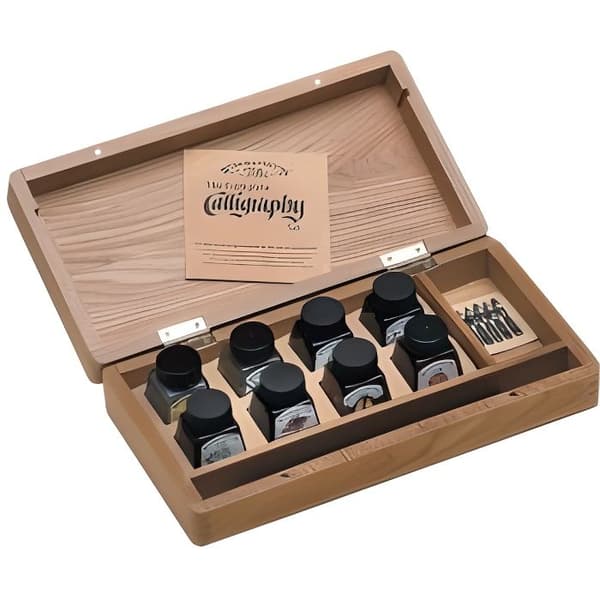 WINSOR &amp; NEWTON kalligrafilåda i trä