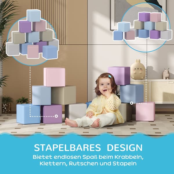 Skumblokke til bygning, 12er-Set, 20x20x20 cm, Multifarvet