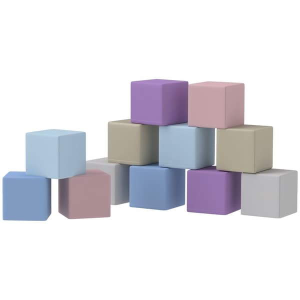 Skumblock för byggnad, 12er-Set, 20x20x20 cm, Multicolor