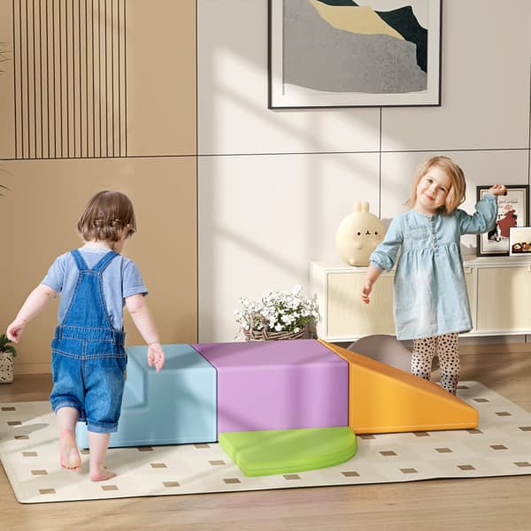 Skumblock för byggande, 4er-Set, 45x45x25 cm, Ljusblå+Orange+Lila+Ljusgrön