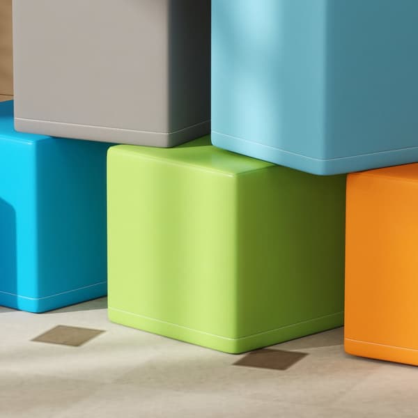 Bløde Blokke, 12er-Set, 20x20x20 cm, Multifarvet