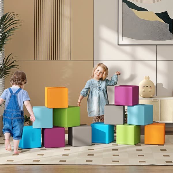 Bløde Blokke, 12er-Set, 20x20x20 cm, Multifarvet