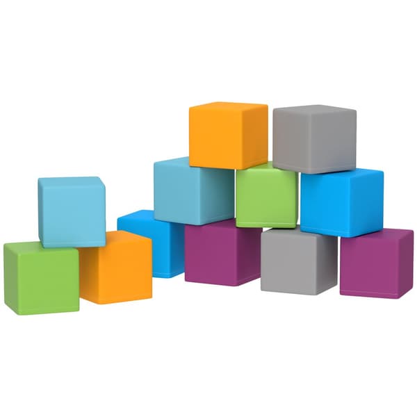 Bløde Blokke, 12er-Set, 20x20x20 cm, Multifarvet