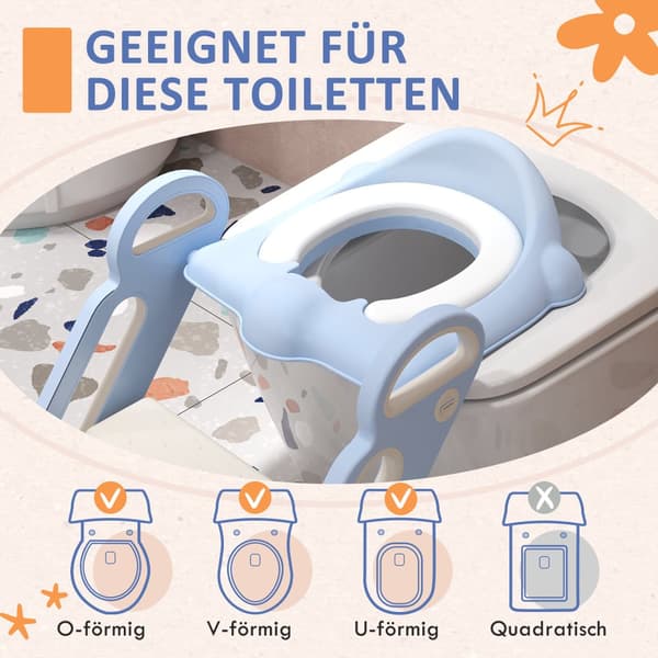 Toilettræner til Børn, ZONEKIZ, 67.9x42.8x51.5 cm, Blå og Hvid