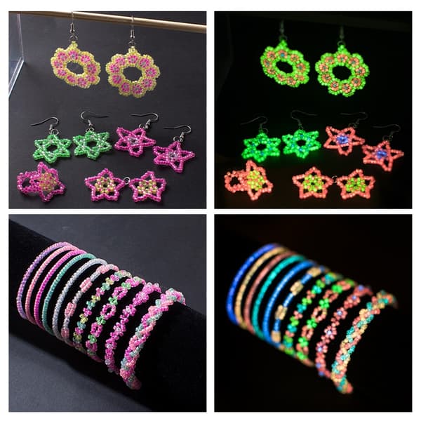 Glow in the Dark Pärlset – Komplett DIY-kit med självlysande pärlor, tråd & tillbehör