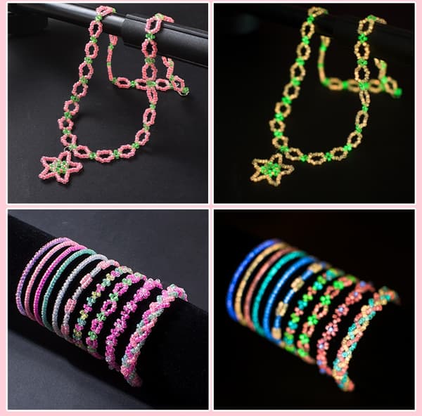 Glow in the Dark Pärlset – Komplett DIY-kit med självlysande pärlor, tråd & tillbehör