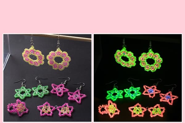 Half Glow In The Dark Pärlset – ca 420 g pärlor och smyckestillbehör i förvaringslåda