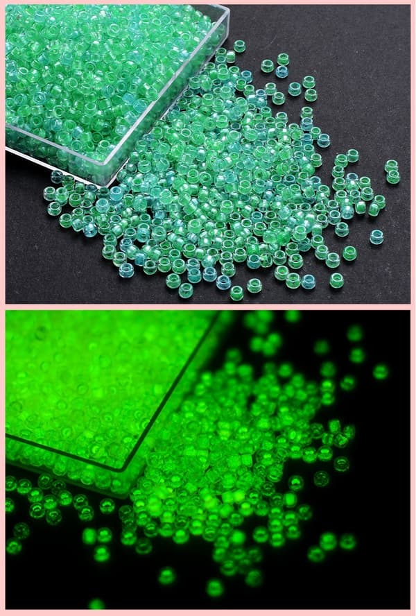 Half Glow In The Dark Pärlset – ca 420 g pärlor och smyckestillbehör i förvaringslåda