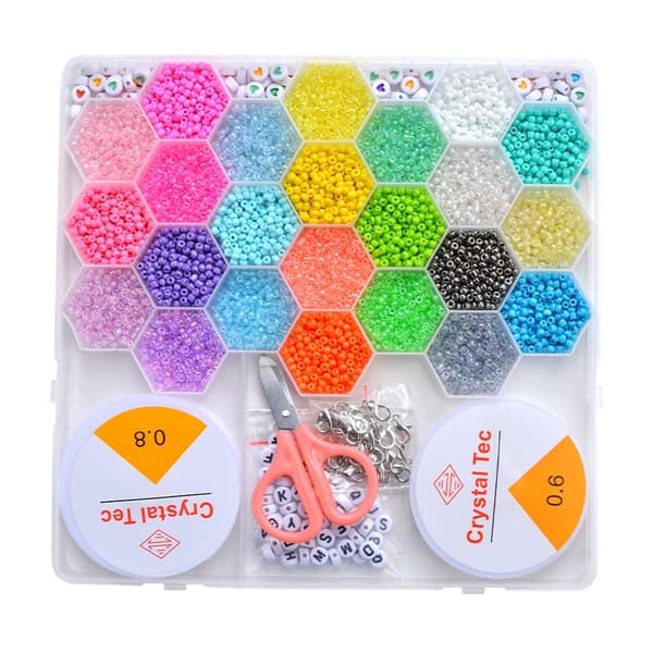 Half Glow In The Dark Pärlset – ca 420 g pärlor och smyckestillbehör i förvaringslåda