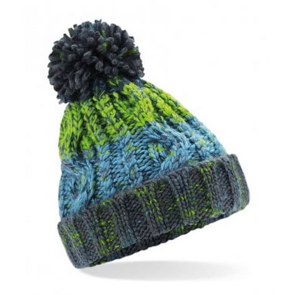 Beechfield Junior Corkscrew Pom Pom Beanie Electric Grey One Size