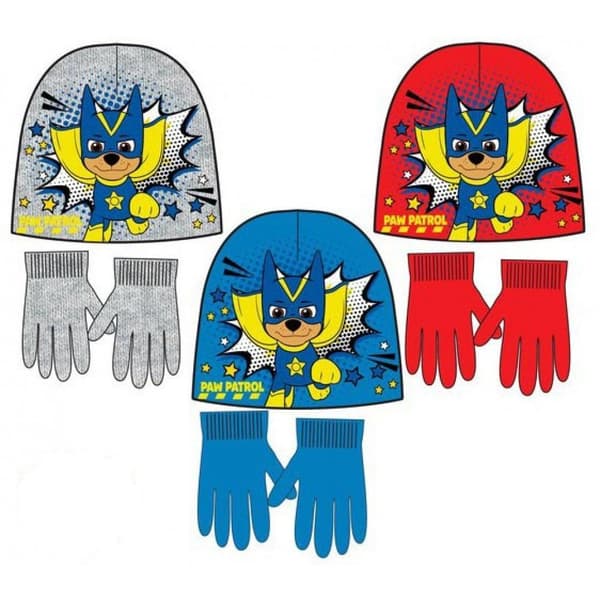Paw Patrol mössa + vantar 52 cm Röd