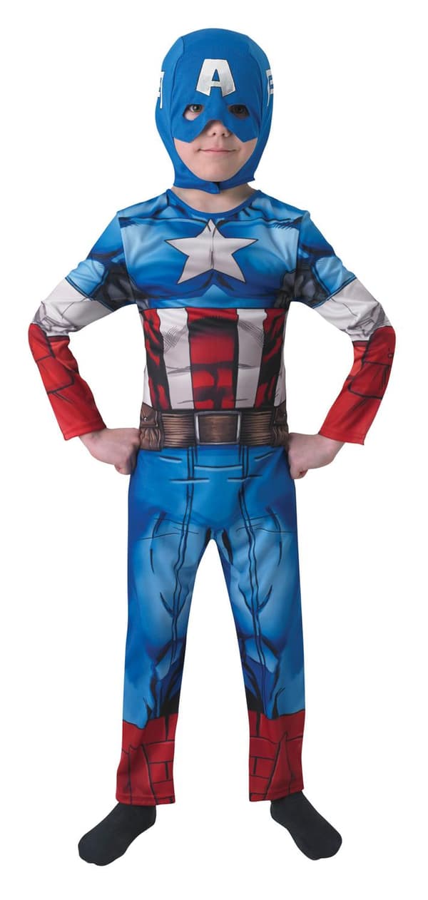 Captain america 110/116 cl (5-6 år) drakt med maske avengers