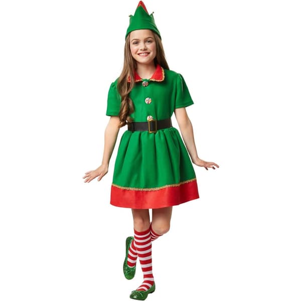 Flittig nissepige børnekostume Grøn 152 cm