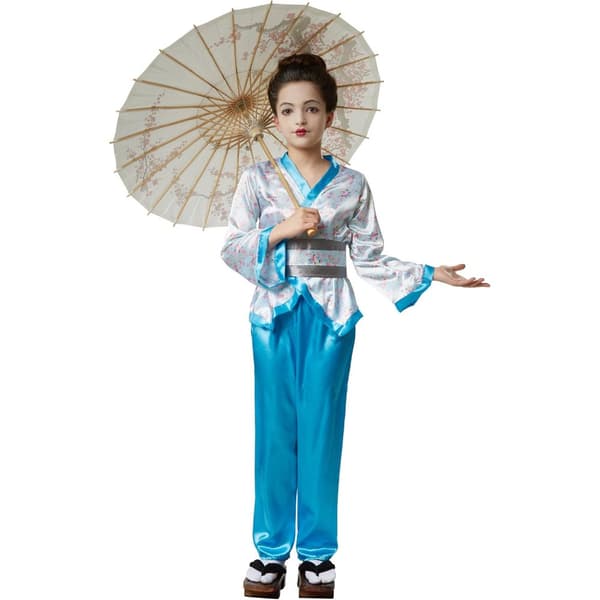 Asiatisk inspireret børnekostume Blå 152 cm