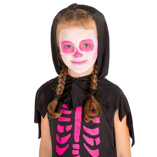 Skeletkostume med skørt og hætte