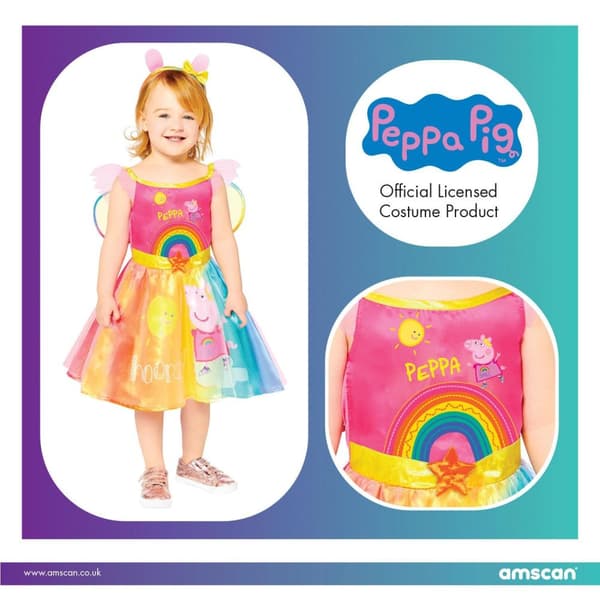 Peppa pig mekko 110 cm (4-6 v) siivet ja diadeemi greta gris
