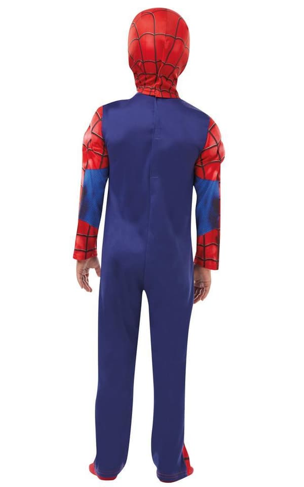 Spiderman deluxe 122/128 cl (7-8 år) vadderad dräkt med mask