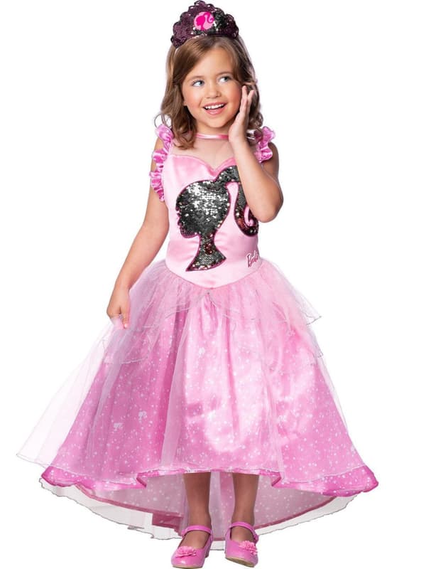 Barbie princess 98/104 cl (3-4 år) klänning paljetter diadem