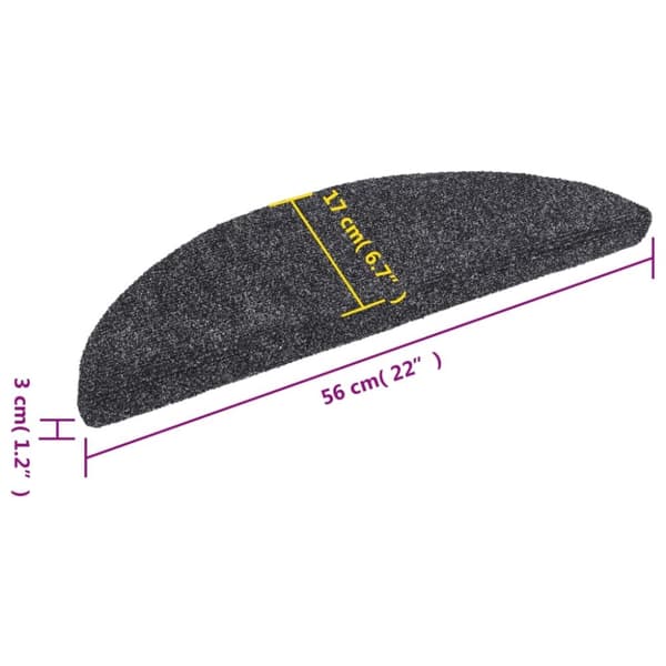 vidaXL selvklæbende trappemåtter 15 stk. nålenagle 56x17x3 cm mørkegrå