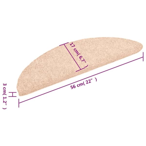 vidaXL Selvklebende trappematter nålestempel 15 stk 56x17x3 cm krem