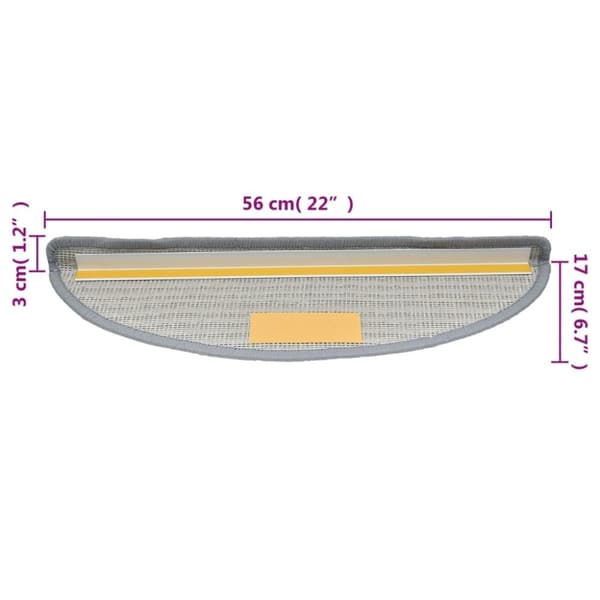 vidaXL 15 stk. trappemåtter 56x17x3 cm grå