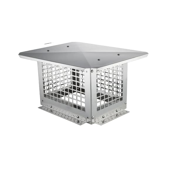 Skorstenshatt, rostfritt stålkonstruktion, nätfläns utanför skorstenslocket,13 x 9tum