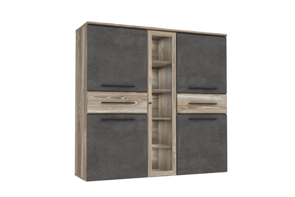 FARISON Vitrinskåp 140x135 cm Grå/Brun