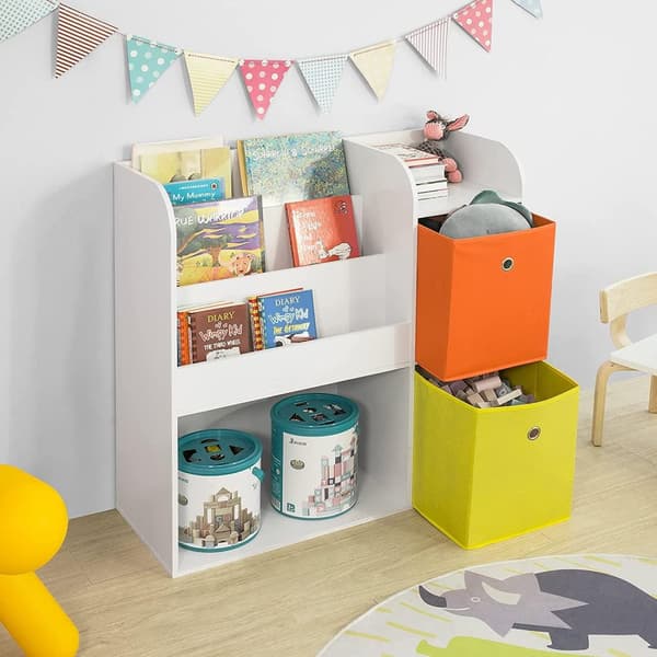 Rootz Children Kids Kirjahylly Kirjahylly - Lelujen säilytysyksikkö Säilytyshyllyjen järjestely kangaslaatikoilla