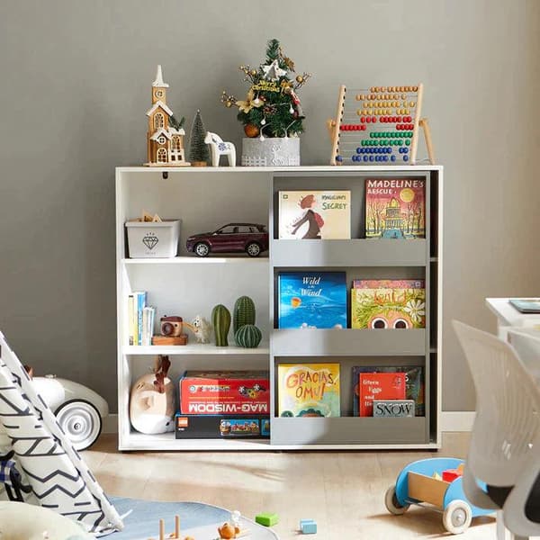 Rootz Children Kids Kirjahylly Kirjahylly Leluhylly- Säilytys Vitriinin Järjestäjä Säilytyskaappi liukuovella