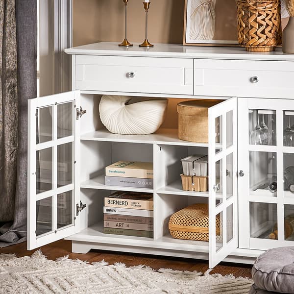 SoBuy Buffé server skänk Vitrinskåp Konsolbord Skänk Sideboard FSB77-W