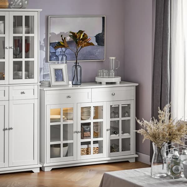 SoBuy Buffé server skänk Vitrinskåp Konsolbord Skänk Sideboard FSB77-W