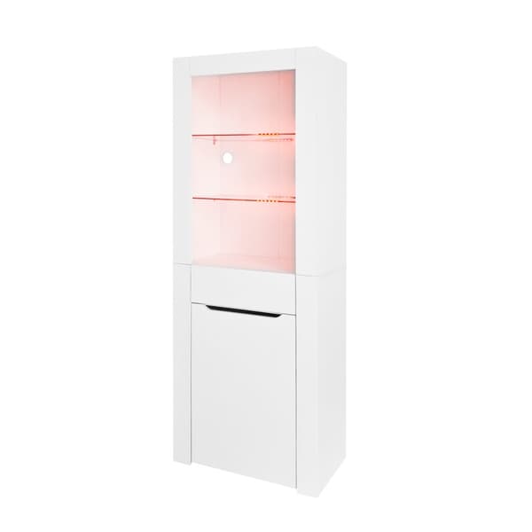 LED-näyttökaappi - K 165cm - suuri säilytystila - valkoinen