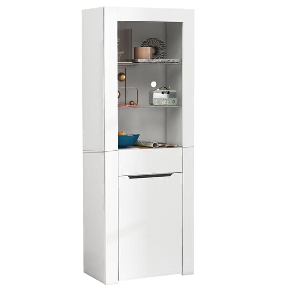 LED-näyttökaappi - K 165cm - suuri säilytystila - valkoinen