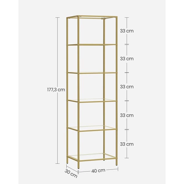 Display skåp - glasskåp - med 6 hyllor - guld