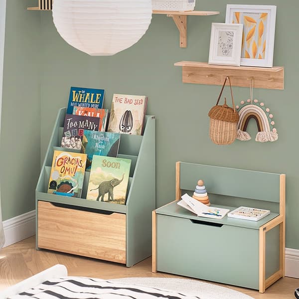 Rootz Kids -säilytyspenkki - Leluarkku - Leikkihuoneen järjestäjä - Kantavuus 87kg - MDF ja kumipuu - 64x55x30cm, istuinkorkeus 33cm
