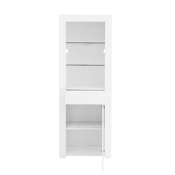 LED-displayskåp - H 165cm - stort förvaringsutrymme - Vit