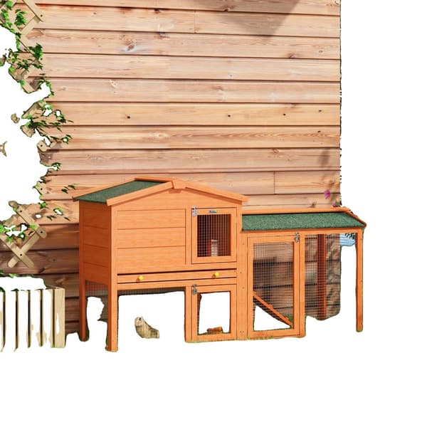 Wooden Hutch, Rummelig Design, Holdbar Konstruktion, Nem Adgang,150x45x85 cm, Rød