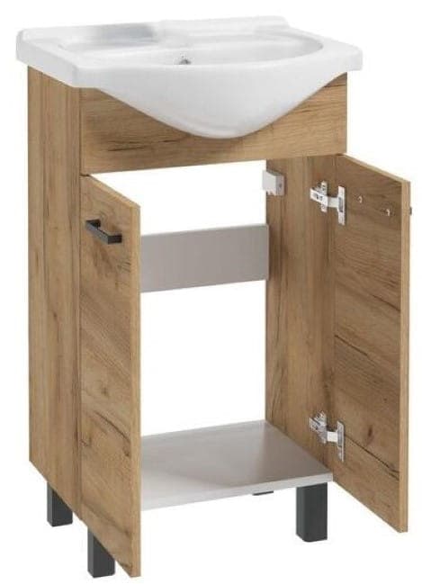 Kylpyhuonesetti, kaappi ja pesuallas, 50 cm, tammi, Mea