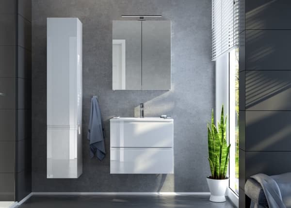 Badrumsskåp 60x50 cm hängande vit högglans med Modus-skiva