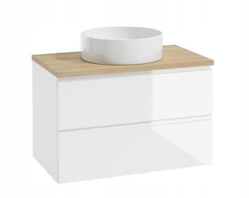 Badrumsskåp 60x50 cm hängande vit högglans med Modus-skiva