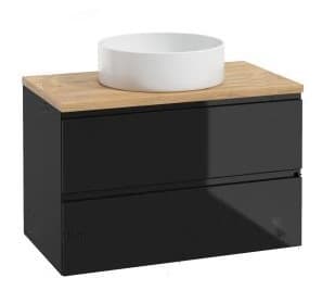 Badrumsskåp 60x50 cm hängande svart högglans med Modus-skiva