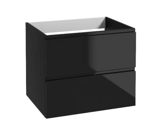 Badrumsskåp 60x50 cm hängande svart högglans med Modus-skiva
