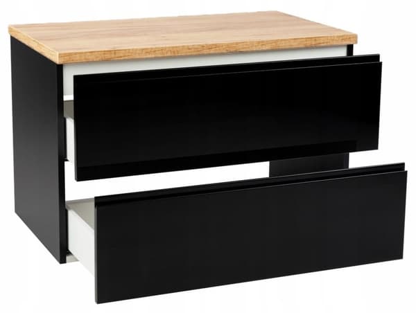 Badrumsskåp 60x50 cm hängande svart högglans med Modus-skiva