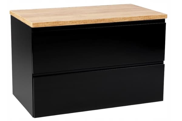 Badrumsskåp 60x50 cm hängande svart högglans med Modus-skiva
