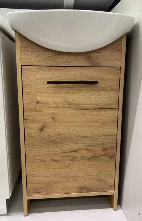 Kylpyhuonekaappi pesualtaalla, kultainen tammi, 45 cm, Frigo