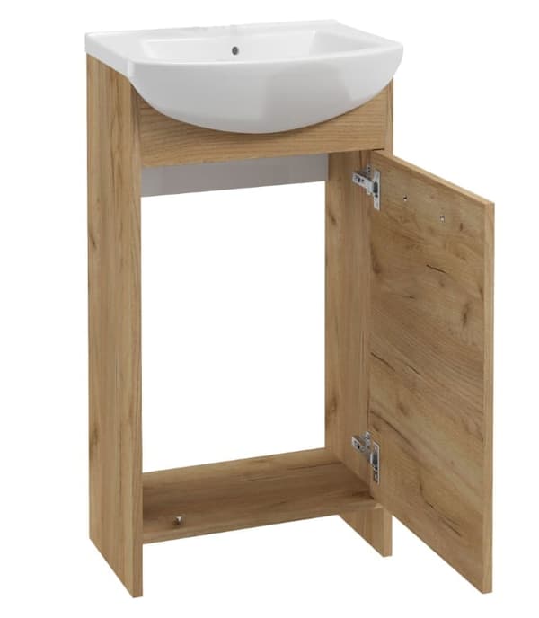 Kylpyhuonekaappi pesualtaalla, kultainen tammi, 45 cm, Frigo